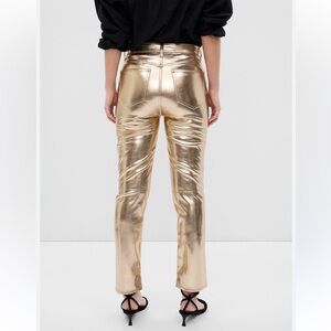 Gap High Rise Vegan Leather Vintage Slim Jeans in Gold 28/6 Long